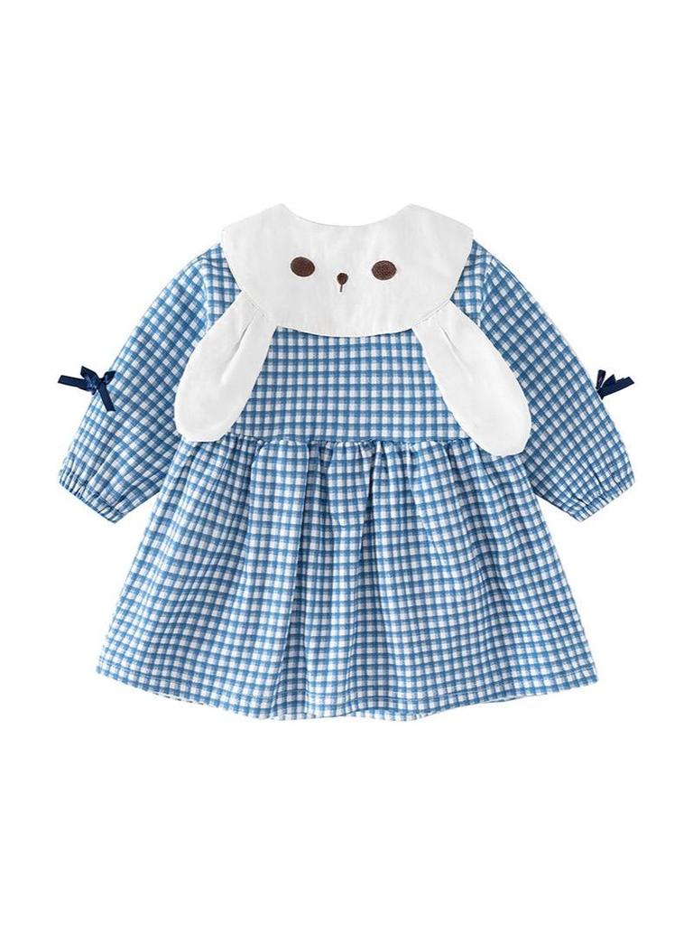 Spring Autumn Baby Girls' Cute Plaid Princess Dress - Pure Cotton Skirt