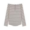 220G Korean Spice Girl Long Sleeve Striped T-Shirt One-word Neck Bottom Shirt Women's Thin Autumn New Loose Top