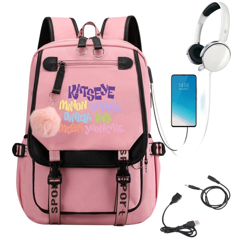 Colorful Letter Backpack with USB Charging