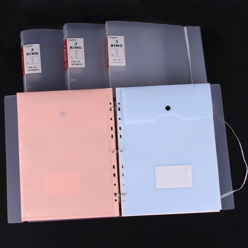 Transparent 3-Hole Folder with 11-Hole Pages, Vertical Snap Closure