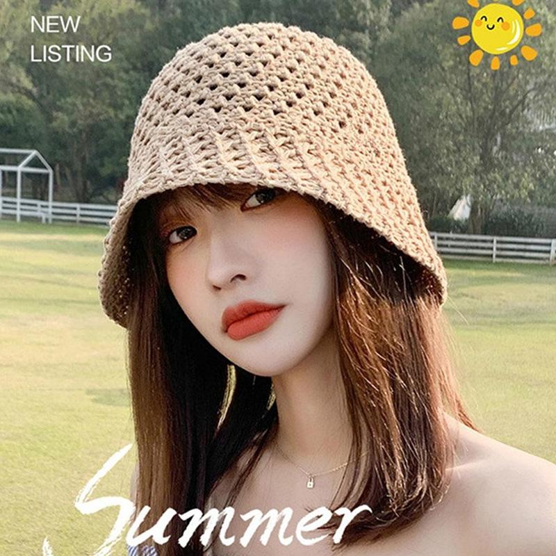 Girls Sun Hat Wide Brim Floppy Summer Hats For Women Beach Panama Straw Dome Weave Bucket Hat Femme Shade Hat Women Hats
