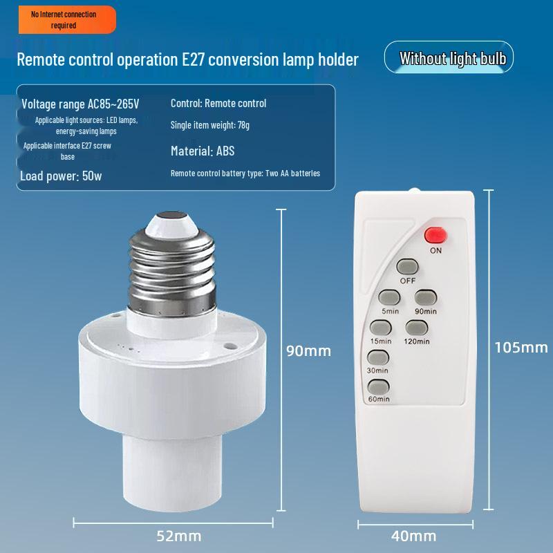Bluetooth E27 Screw Base Remote Control Lamp Holder with Timer & Wireless Switch