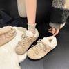 Innen erhöhte Schuhe mit niedrigem Absatz Herbst und Winter Neu Runde Spitze Wildleder Schleife Weiche Sohle Plüschschuhe für Damen