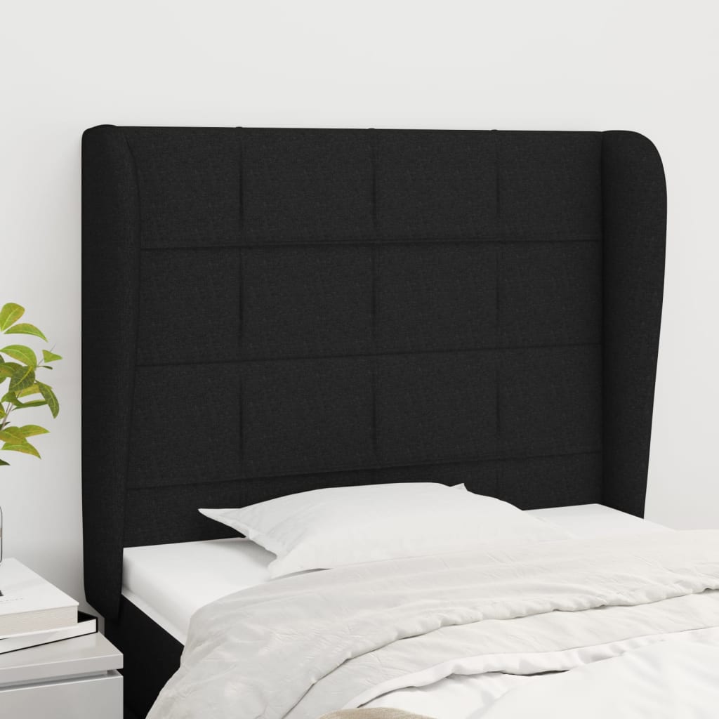 Vidaxl Wingback Headboard, Black, 93X23X118/128 Cm, Fabric