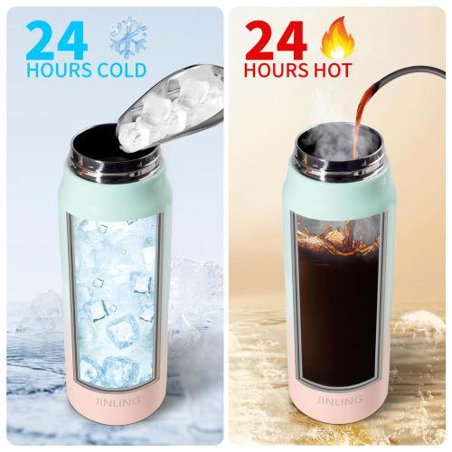 JINLING 1.8L Large Capacity Vacuum Insulated Thermos Water Bottle, Stainless Steel 316, Wide Mouth, Portable Straw, Compatible with Sports Drinks, Uni