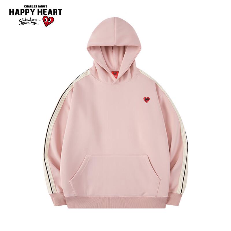Charles Peach Heart Love Embroidery Hooded Sweatshirt