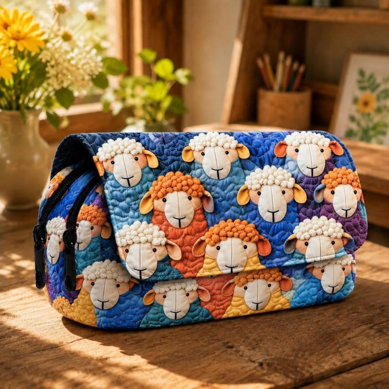 Pencil Case Students Digital Print Lamb Quilted School Office Daily Use