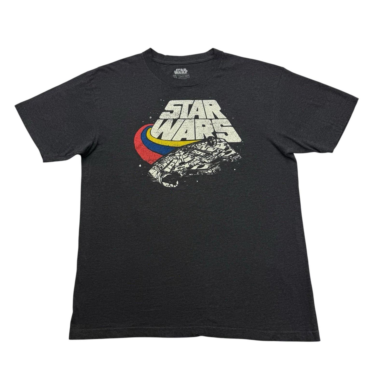 Star Wars Shirt Mens XLT Tall Gray Millennium Falcon FifthSun Short Sleeve M