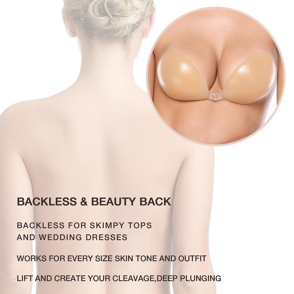 Women Solid Lightweight Backless and Strapless Adhesive Bra