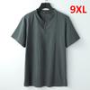 T-shirt in Lino da Uomo Estate Colore Unico T-shirt Moda Casual Magliette in Lino Top Maschile T-shirt con Collo Henley Taglie Forti