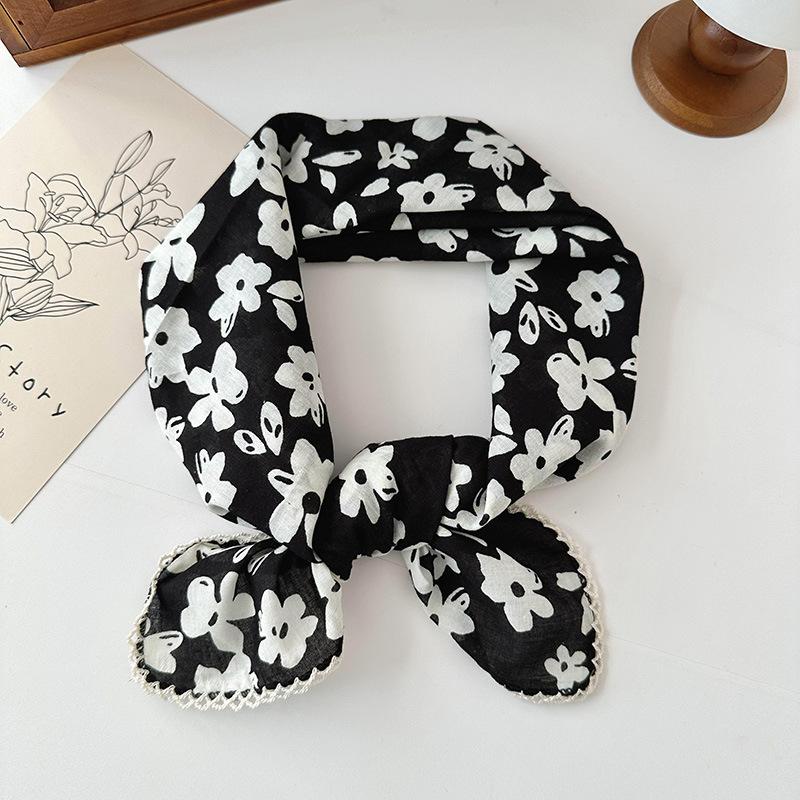

100% Чистый Хлопок Маленький Свежий Ретро Маленький Квадратный Шарф Литературный Шарф Цветочная Повязка на Голову в Стиле Инс Шелковый Шарф Декоративный Головной Платок 70