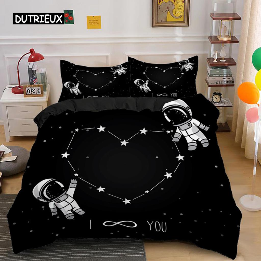 3D Love Heart Duvet Cover Microfiber Luxury Romantic Theme Bedding Set King Queen For Couple Valentine's Day Gifts Bedroom Decor