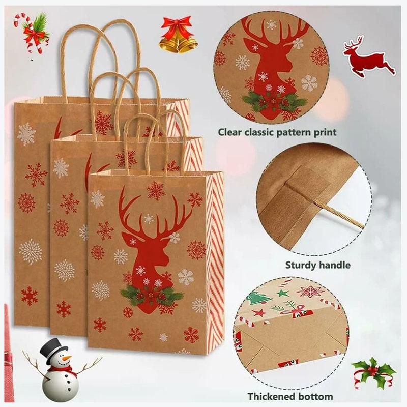Paper Gift Bags Santa Claus Candy Cookie Packing Bags Festive Gift Wrapping for Navidad Decoration and Christmas Party Supplies