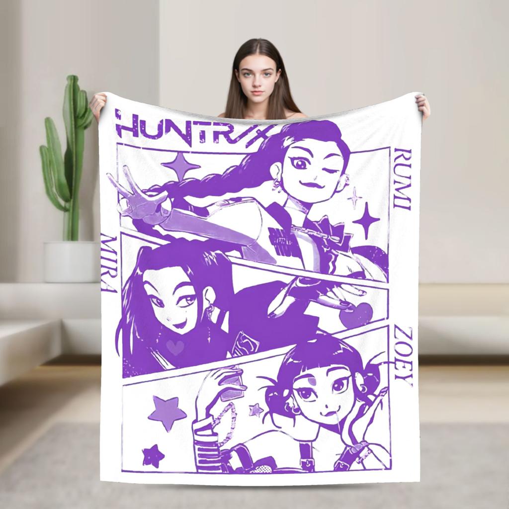Saja Boys Kpop Demon Hunters Blankets  Flannel Awesome Soft Throw Blanket for Chair Covering Sofa  Winter