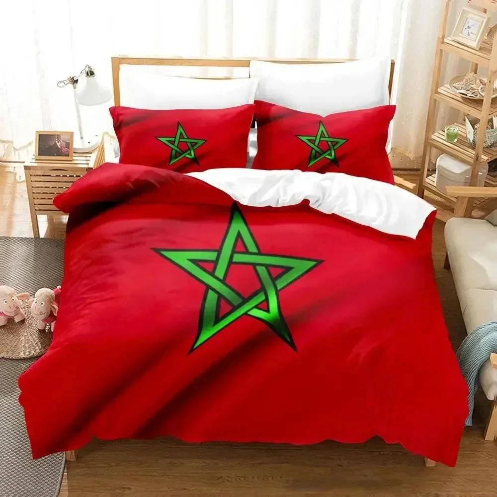 Comforter 3D Print Morocco Flag Bedding Set 3D Printed Suitable For Bedroom Kids Home Textile