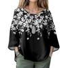 Summer Tops For Women Cute O Neck 3/4 Sleeve Blouses Floral Print Top Casual Shirts