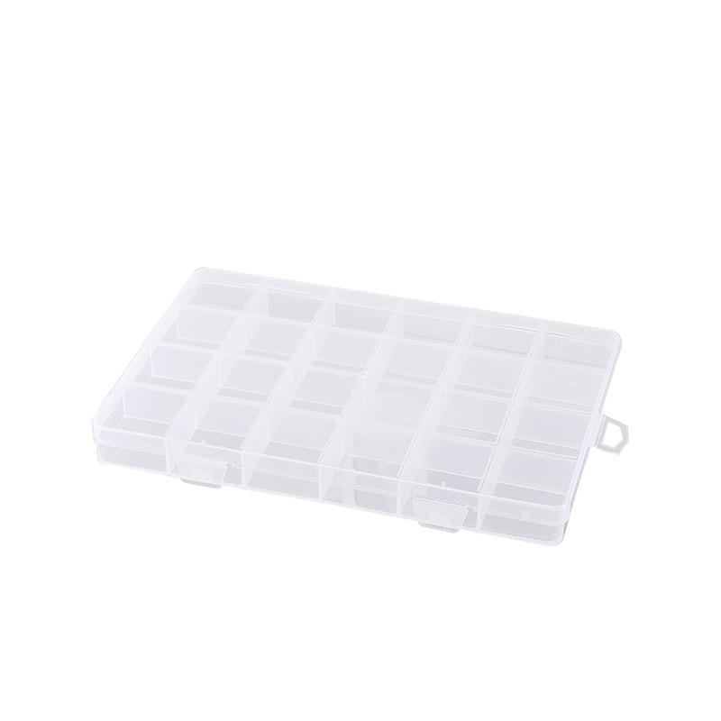 24-Slot Transparent Plastic Storage Box for Accessories and Beading