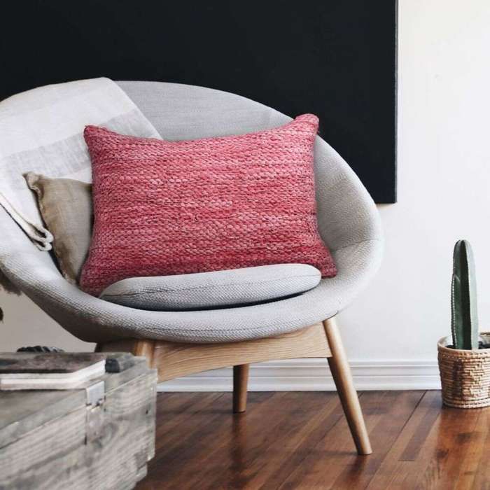 Burgundový pletený kožený polštář 60x40