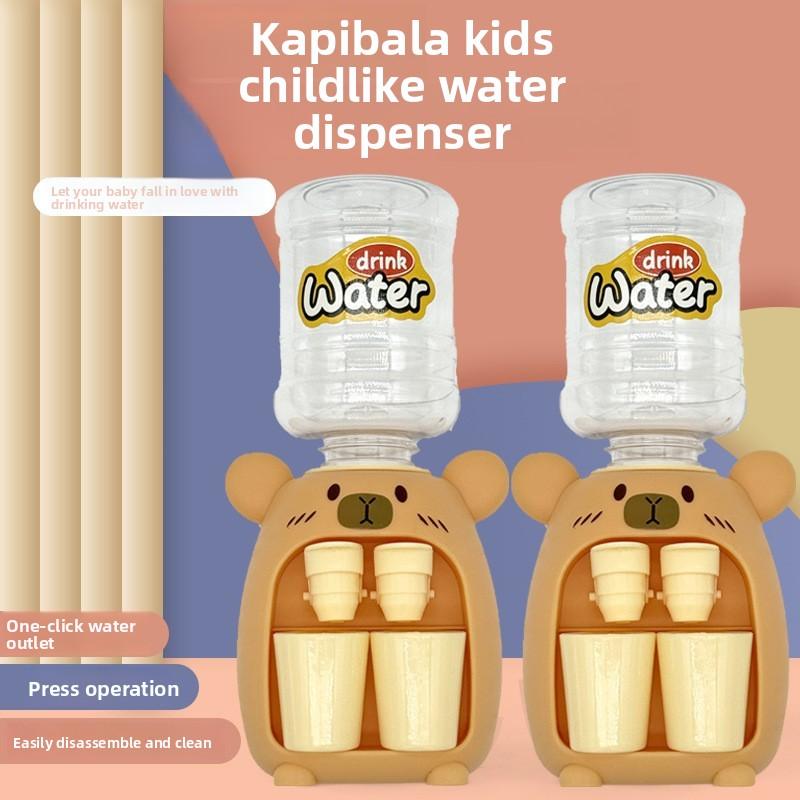 Kinder Niedlicher Capybara Wasserspender Spielzeug mit Doppelbecher Cartoon Kalt-/Warmwasser Saft Trinkbrunnen Simulation Küchenspielzeug