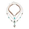 Ingemark 3Pcs/Set Ethnic Cactus Cowboy Hat Cross Pendant Choker Necklace for Women Boho Adjustable Chain Party Neck Jewelry Gift