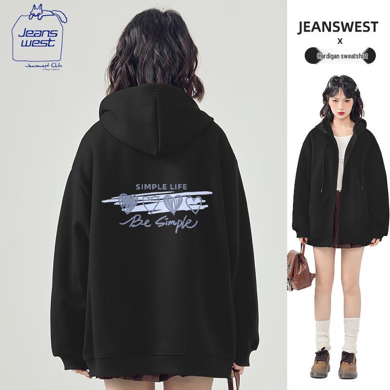 JEANSWEST CLUB Women's Heavyweight Hooded Zipper Cardigan Sweatshirt