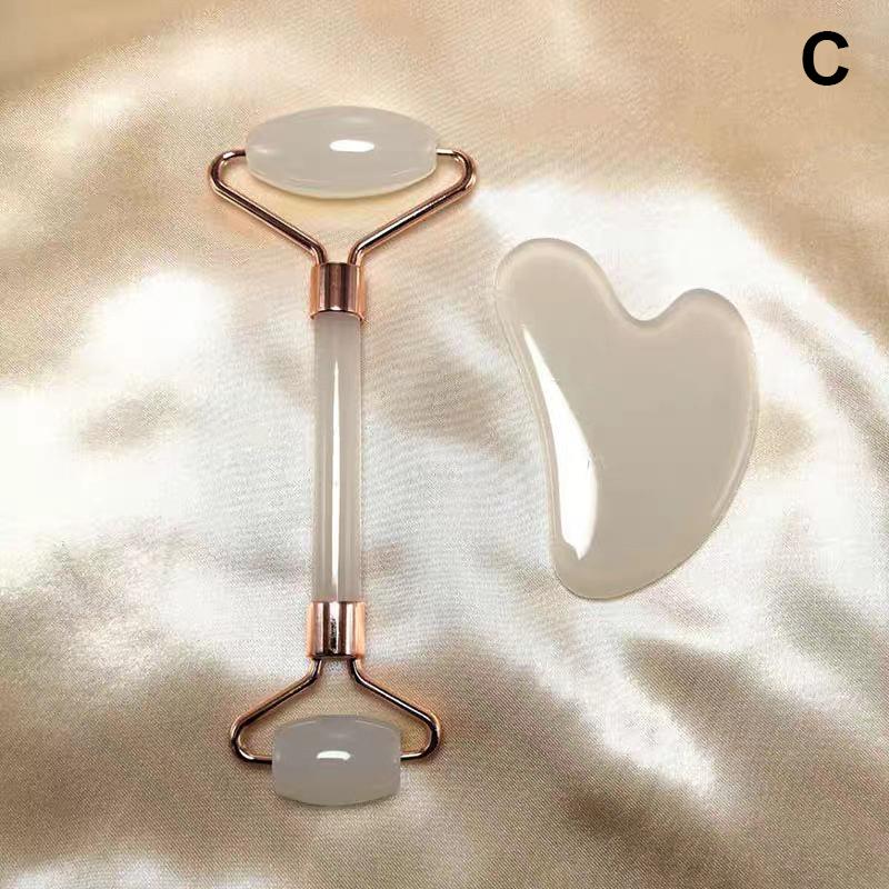 2 Stück Gesichtsmassage-Roller Gua Sha Schaberbrett-Set, Gesichtsstraffung, Körperschlankheits-Gesichtsmassagegerät