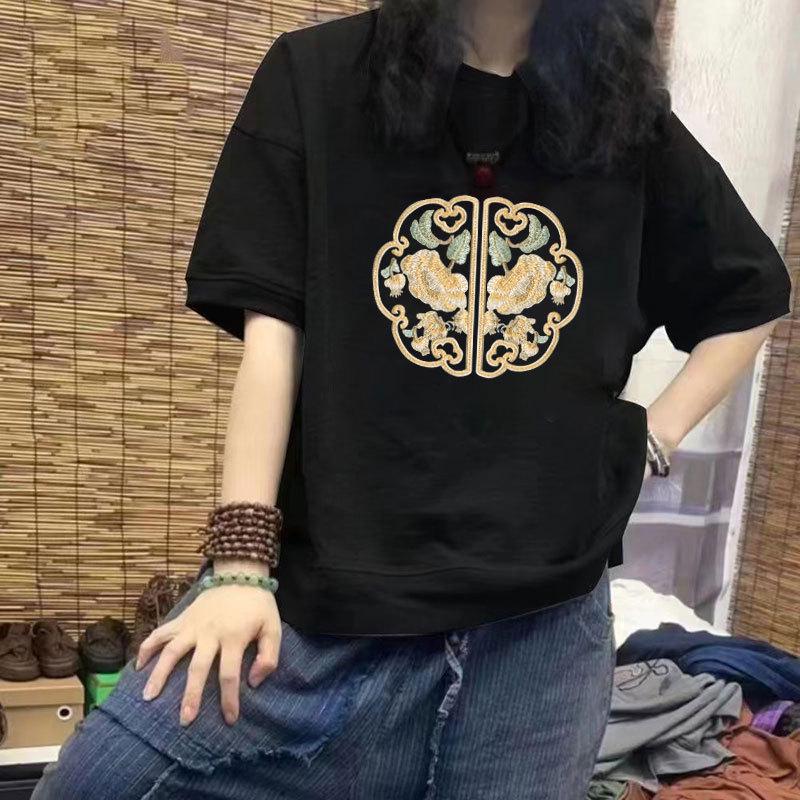 

Women s 100% Cotton Casual Short Sleeve Print T-Shirt - Loose Fit, Slimming Half Sleeve, Plus Size Trendy Design 3XL [160-180 lbs recommended]