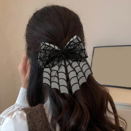 Women Hair Clip Strong Grip Non-Slip Design Punk Style Bats Spider Webs Pattern Hair Pin Halloween Hair Accessories