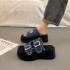 Beautiful thick-soled heightening and cool slippers for women's summer outer wear, fashionable and advanced, new going out wedge slippers