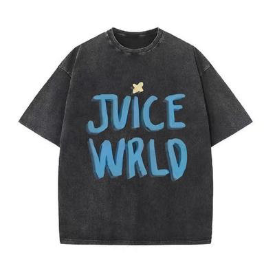Camiseta Vintage Lavada Retro para Hombre y Mujer Camiseta de Rapper Juice Wrld Camiseta de Moda Urbana Camiseta Popular de Hip-hop