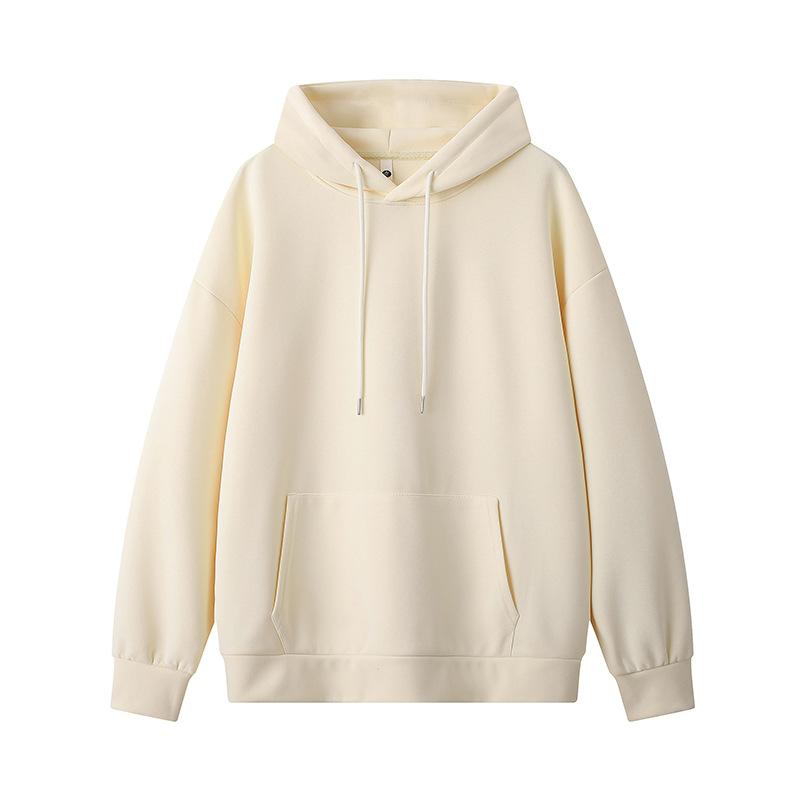 Schweres 330g Kapuzensweatshirt für Männer im Herbst, neue Imitation chinesischer Baumwolle, einfarbig, locker, schulterfrei, vielseitiges strukturiertes Oberteil
