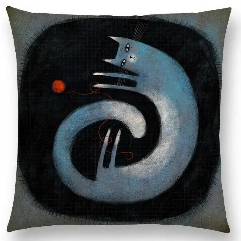 Abstract Fantasy Animals Painting Sofa Throw Pillow Case Dachshund Owl Cat Dog Squirrel Rabbit Fox Elephant Cushion Cover