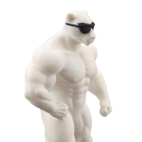 3D Printed Cool Leopard Figurine Funny Muscular Animal Statue with Sunglasses for Home Office Room Desk Shelf Decor
