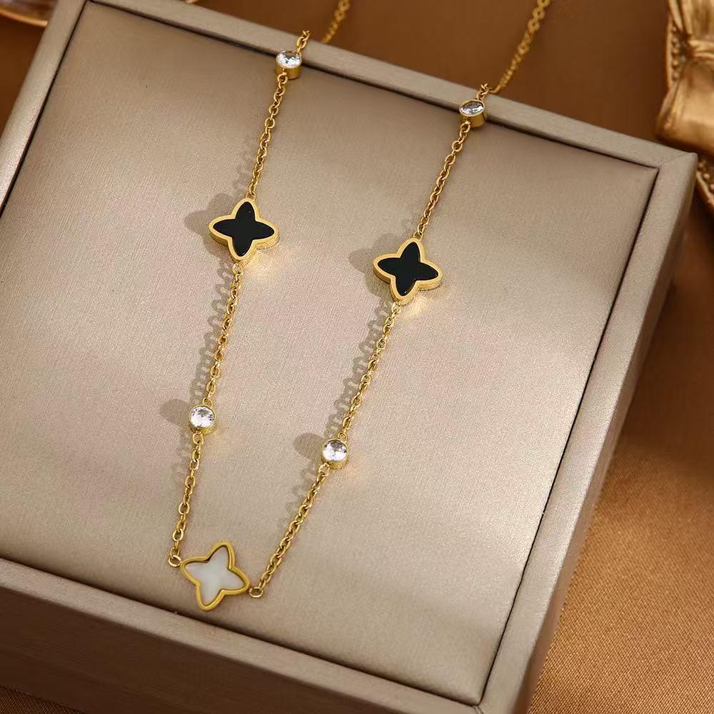 Европейско-Американский Трансграничный Подвеска-Ожерелье Четырехлистник из Титановой Стали - Ювелирное Изделие Высококлассного Дизайна. 6201 Gold