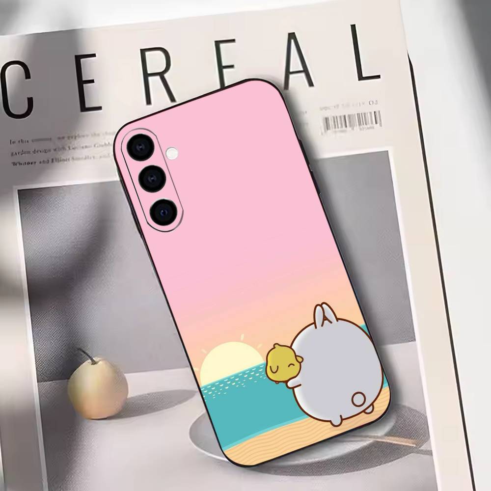 Cartoon M-Molang  Phone Case For Samsung Galaxy A73,A72,A71,A70,A53,A52,A51,Others Soft Black Cover