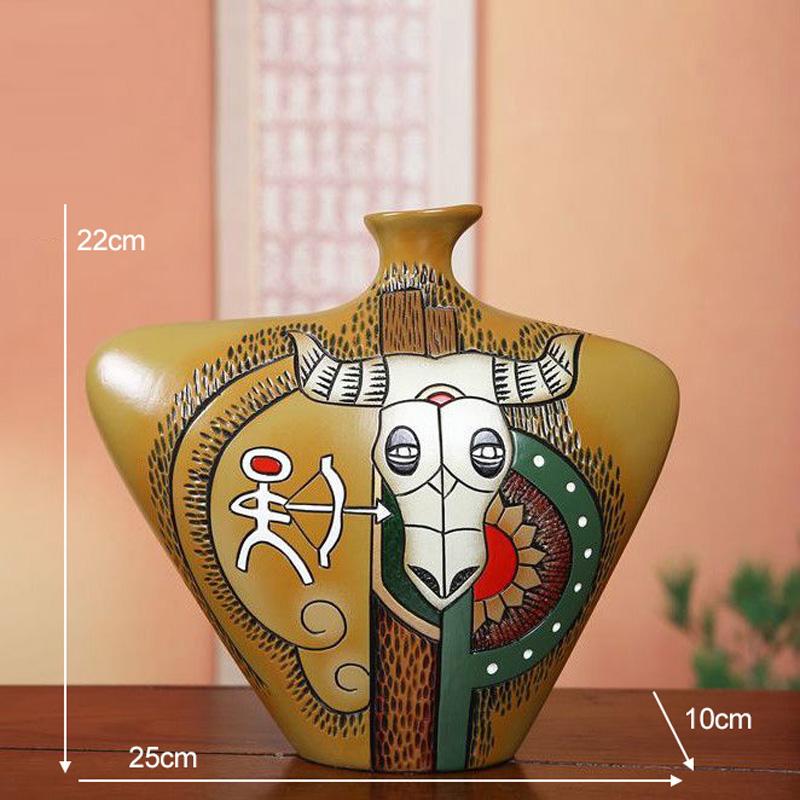 Vintage Yunnan Ethnic Minority Ceramic Vase Ornaments Crafts Home Room Table Decoration Study Office Desk Furnishing Accessories