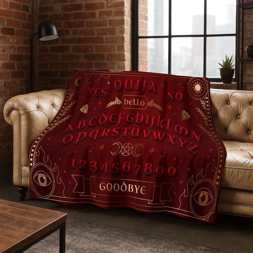 Witch Ouija Gothic Spirit Board 3D Retro Flannel Blanket,Warm and Cozy Soft Throw Blanket for Home Bedroom Bed Sofa Travel Cover