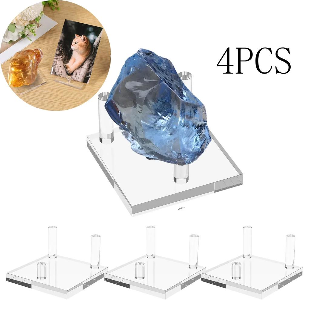 4 Pcs Clear Acrylic Crystal Display Stand For Fossil Gemstones Coral Geodes Seashells Rock Mineral Agate Small Collectibles