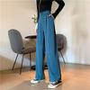 Korean Style Black Drapey High-Waisted Wide-Leg Suit Pants - 2024 Spring/Autumn