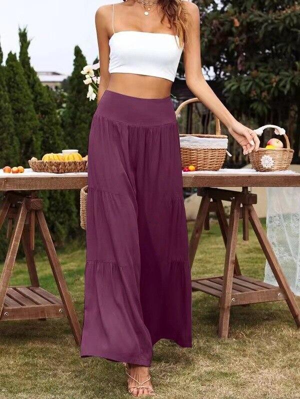 Summer Khaki Casual Cotton Linen High Waist Pants For Women Office Lady Loose Trousers Fashion Solid Baggy Pants Spodnie