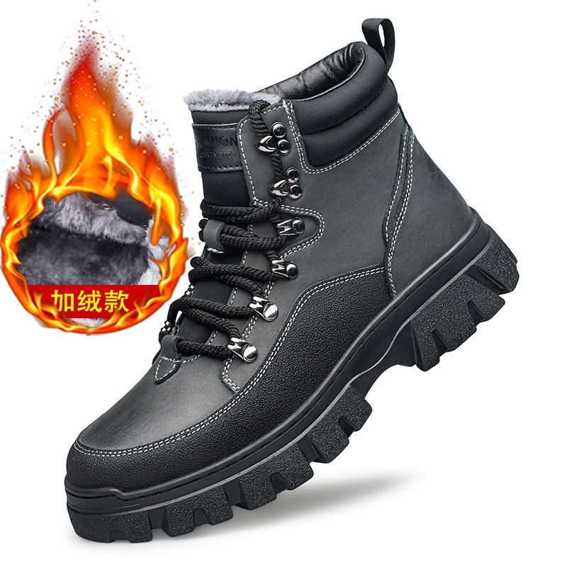 

Мужские ботинки Мартин осенне-зимние высокие рабочие ботинки цвета ревеня мужские бархатные хлопковые туфли на платформе уличные кожаные ботинки 45