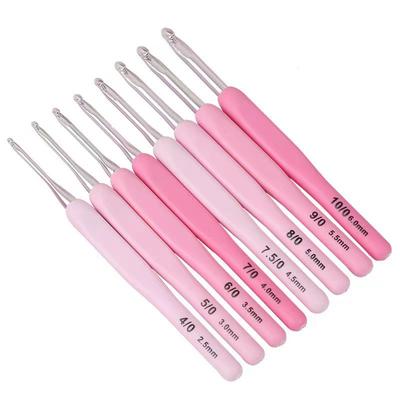 9Pcs Crochet Hook Kit 2.5-6Mm Ergonomic Soft Handle Aluminum Hooks Set With 8 Sizes For Diy Crafts Knitting Crocheting Supplies