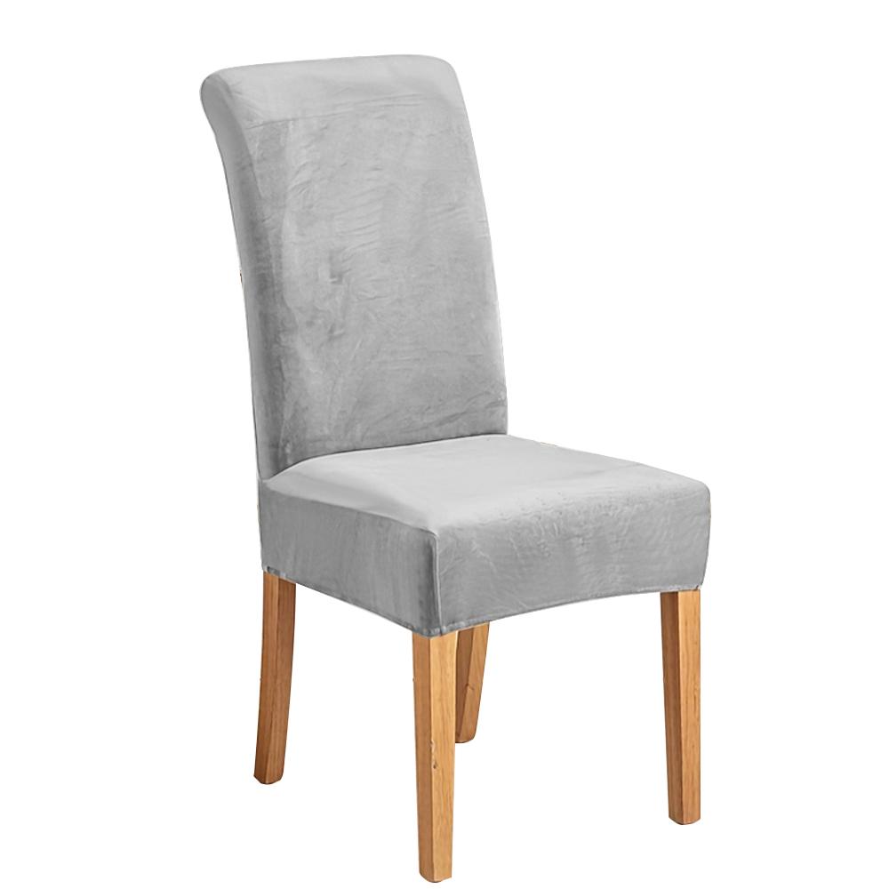 Elastic Velvet Soft Dining Chair Covers Washable Chair Slipcover Protector Thick Solid Color Chair Case Restaurant Kitchen 1PC