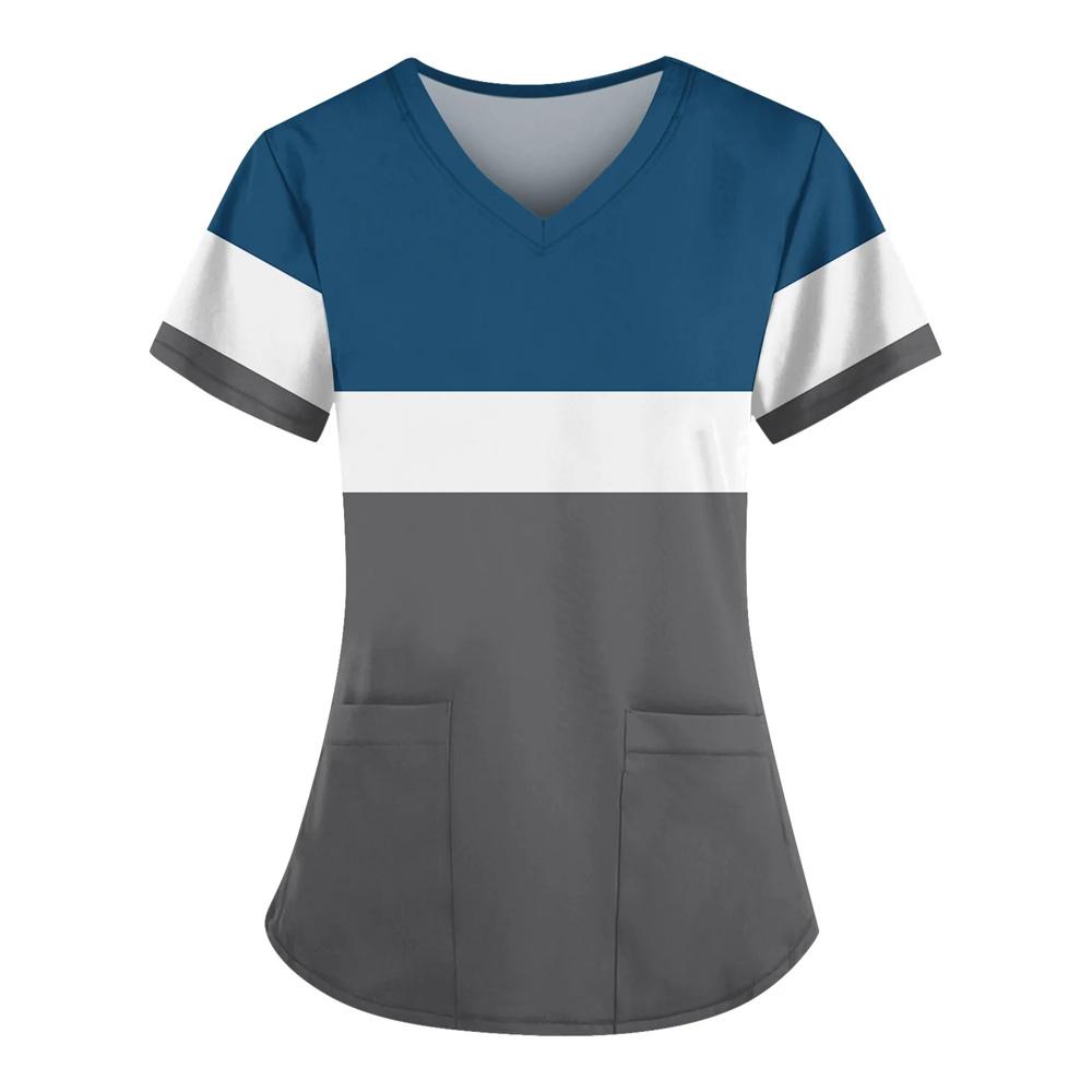 Scrubs for Women Trendy Medical Nursing Workwear Summer Short Sleeve V Neck Uniforms Cute Casual Scrub Tops with Pockets 2025