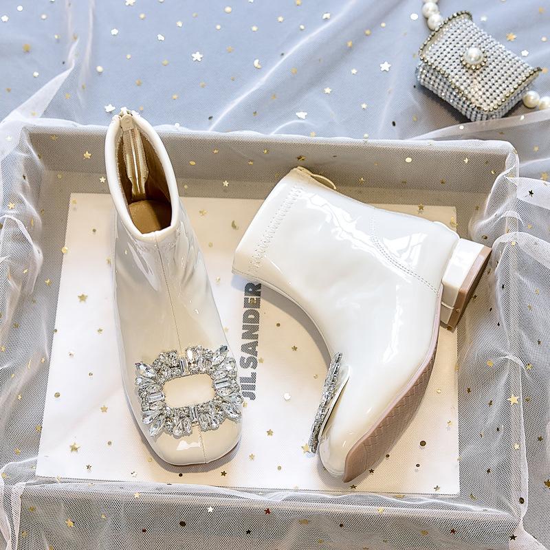 Girls Martin boots 2025 new autumn and winter red leather boots velvet baby boots little girl princess children's short boots