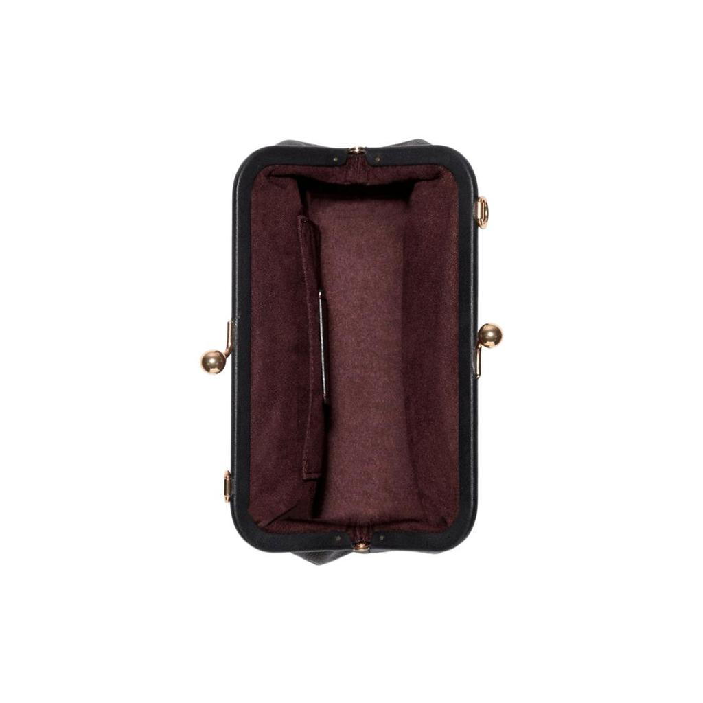 New COACH Kisslock Canvas With Leather Cloud Bag, Chain Bag, Shoulder Bag, Crossbody Bag Women's Dark Brown Monogram C2876-IMAA8