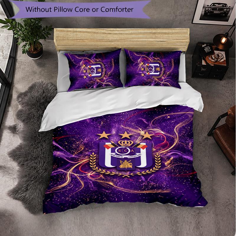 Biancheria da Letto a Tema FC Anderlecht Set 3 Pezzi Copripiumino Biancheria da Letto Decorativa Per Stanza Adolescenti Decorazione Casa