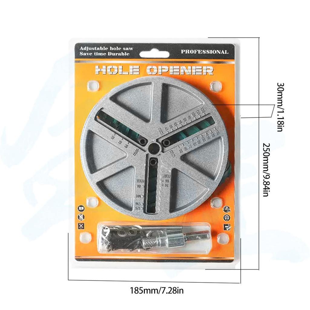 Adjustable Multifunctional Hole Opener for Wood, Plasterboard, Plastic, and Aluminum (45-130mm Range)