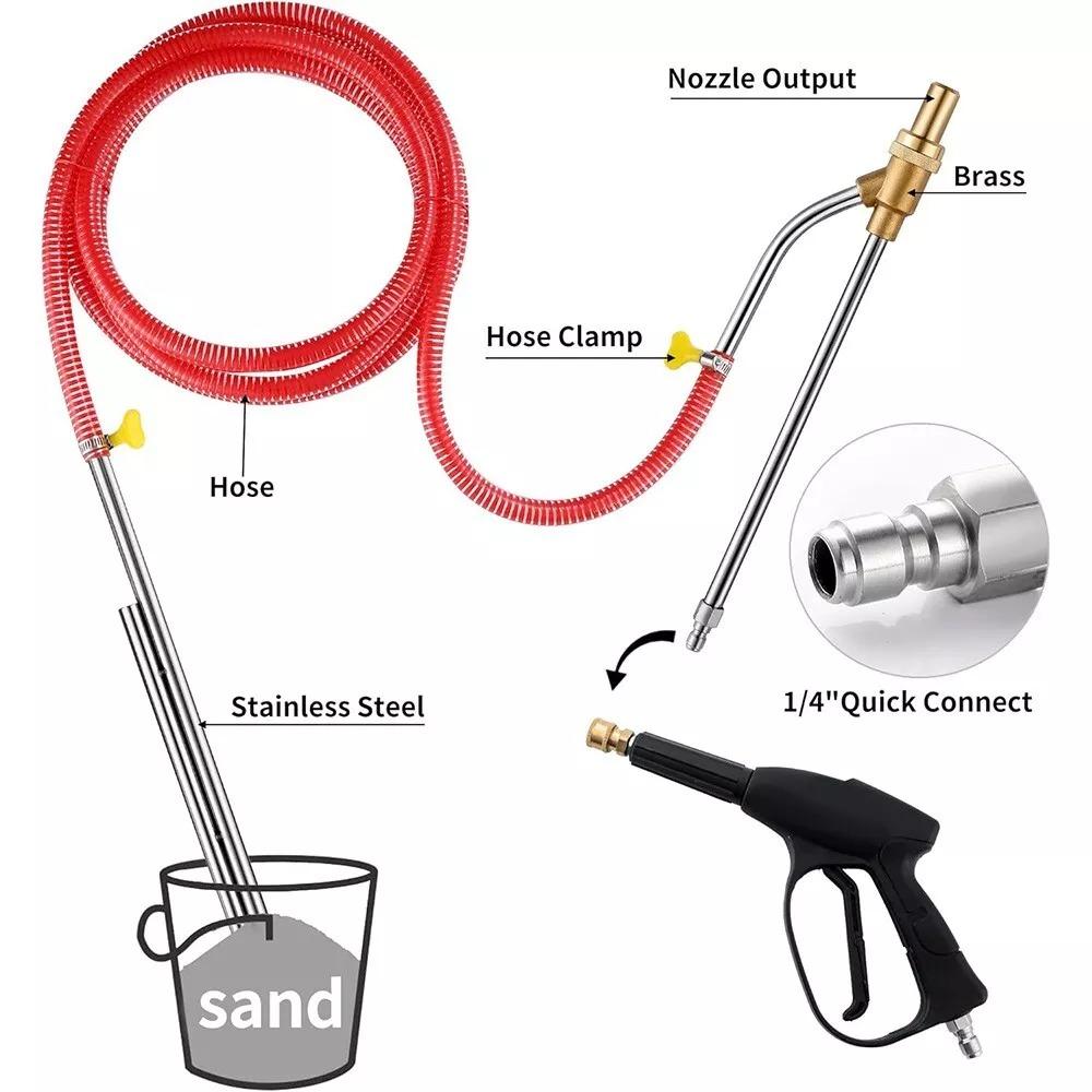 5000PSI Pressure Washer Sandblasting Kit High Pressure Quick Disconnect Wet Abrasive Sand Blaster Attachment Garden Derusting