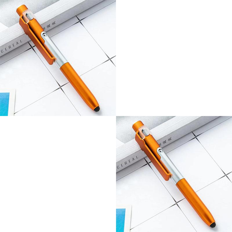 1/2/3pcs 4-in-1 Multi-function Ballpoint Pen Built-in LED Light Foldable Stand Portable Reading Writing Pen Practical School